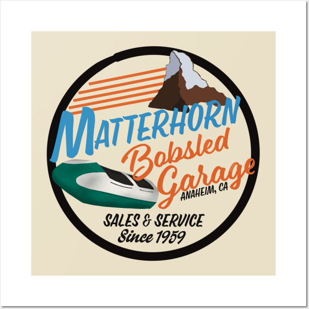 Matterhorn Bobsled Garage - Black Circle for Lighter Fabrics Wall Art by WearInTheWorld